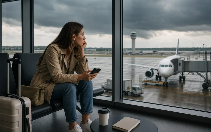 Editorial illustration for What to Do When Your Flight Is Cancelled: 10 Steps